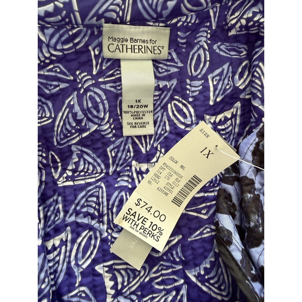 Catherines Lightweight Quilted Reversible Open Front Jacket Womens 1X 18-20W - Picture 4 of 7